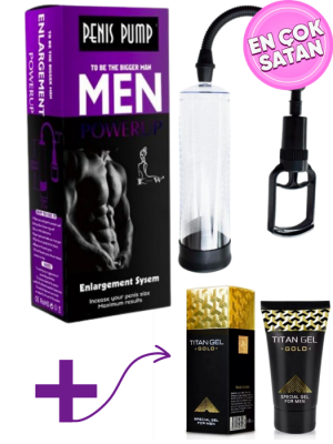 Pump Men Büyütücü Penis Pompası ve Büyütücü Titan Jel Gold Seti Pump Men Büyütücü Penis Pompası ve Büyütücü Titan Jel Gold Seti